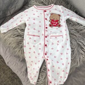 Carter's White and Red 'Hug Me' Footie